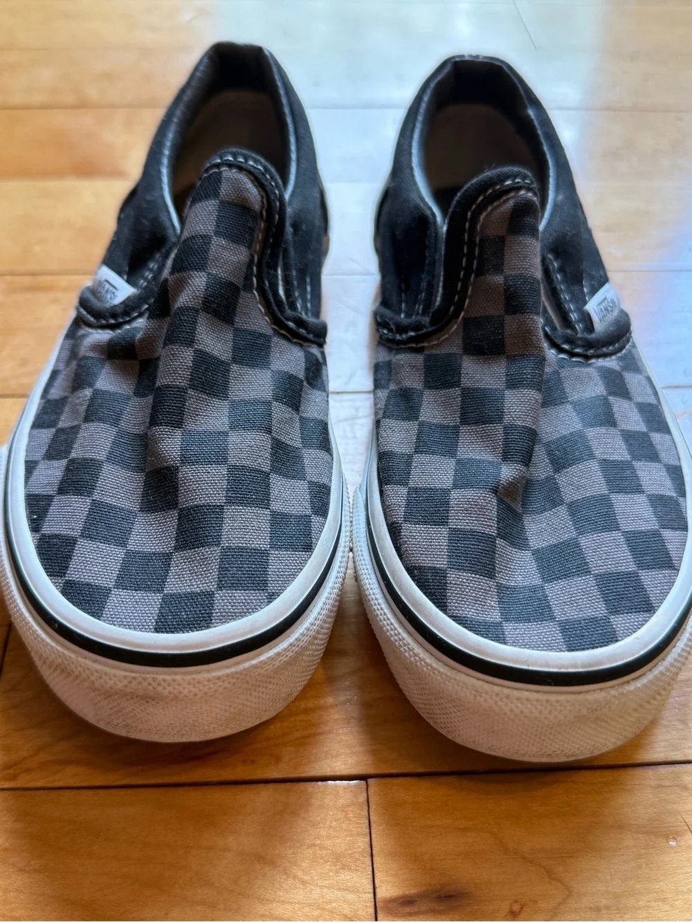 Vans Kids Checkerboard Slip-On Sneakers - Black and Gray